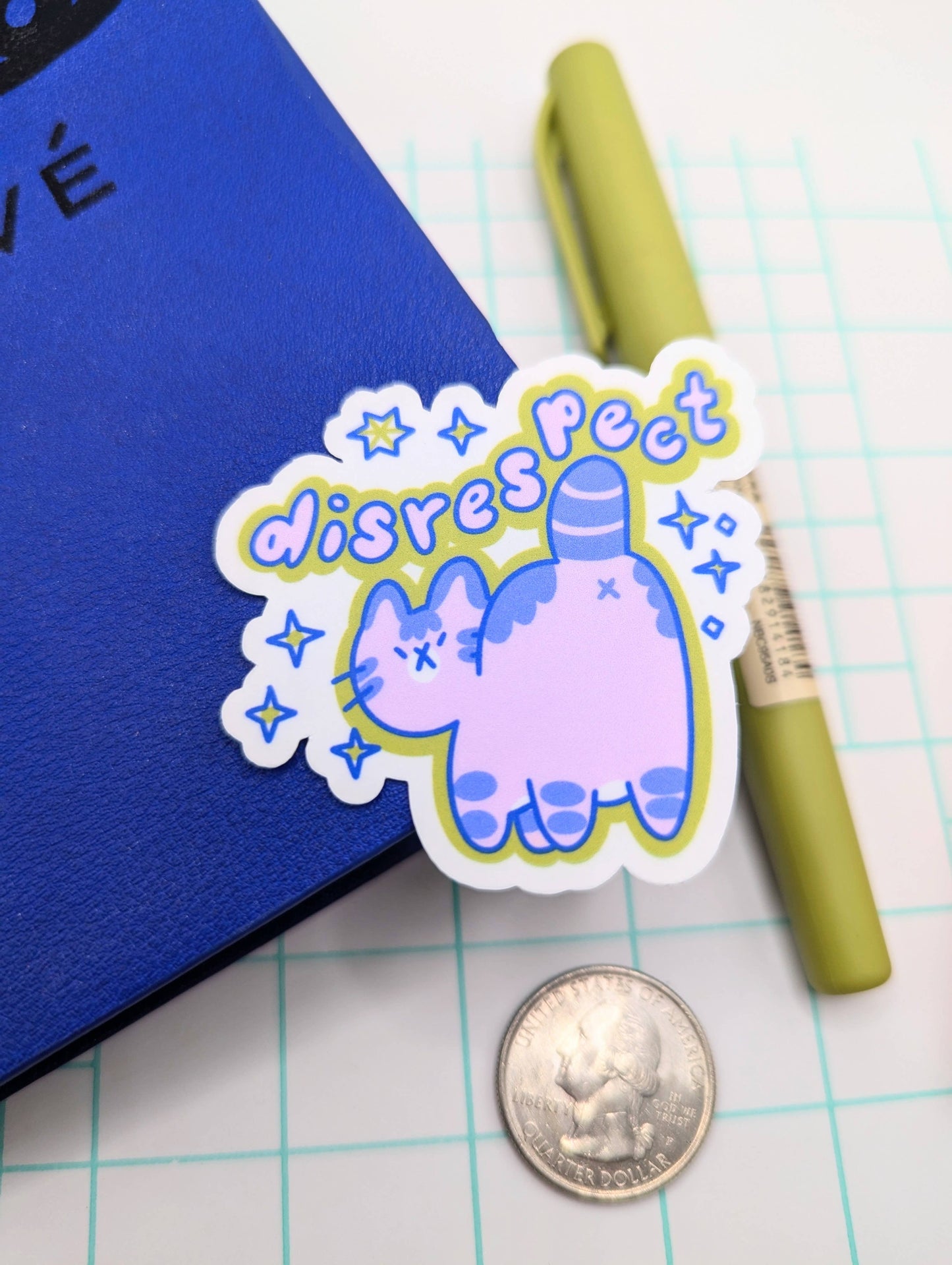 "Disrespect" Cute Funny Cat Vinyl Sticker