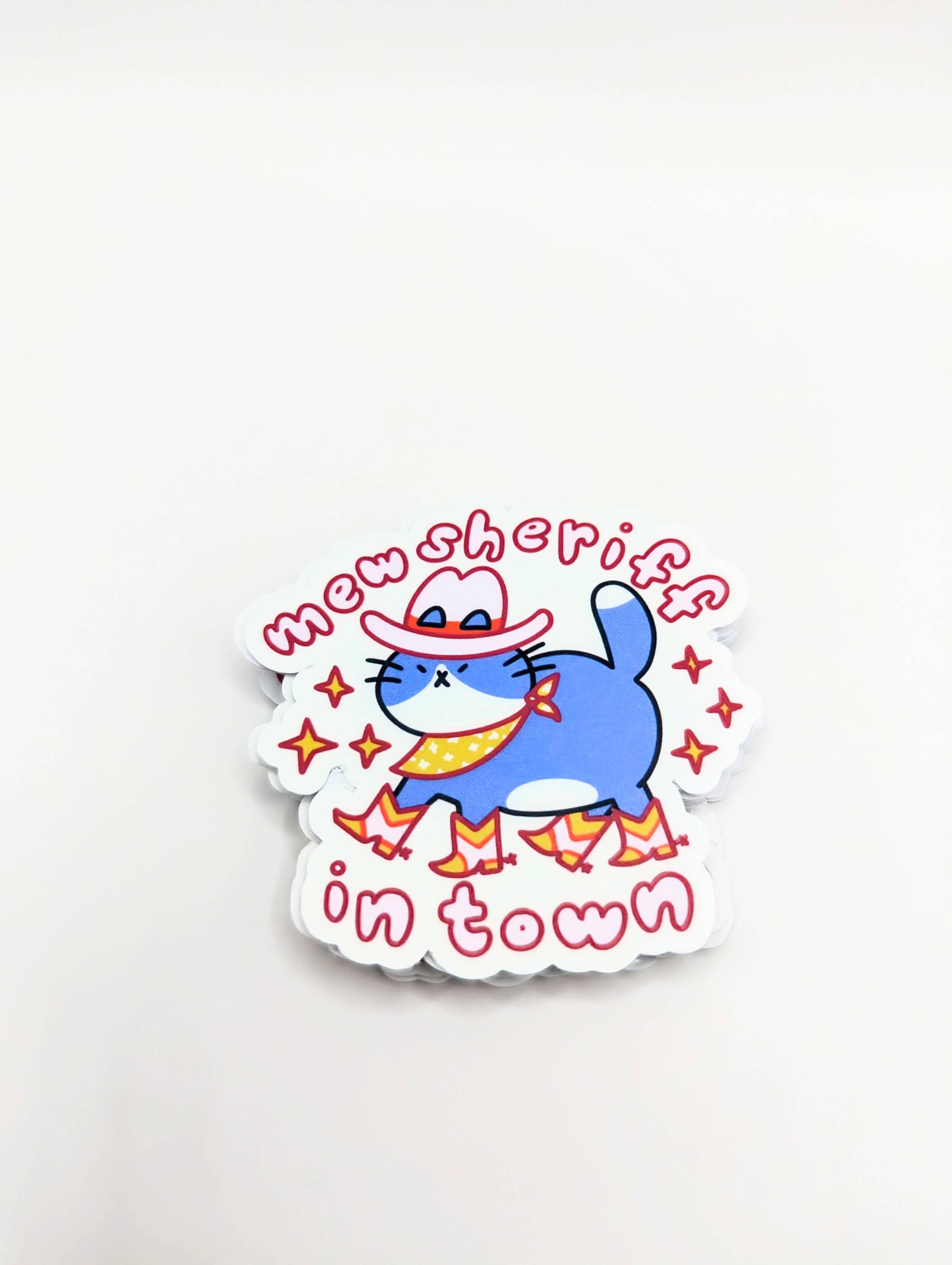 lauradzeng - "Mew Sheriff In Town" Cowboy Cat Funny Vinyl Sticker