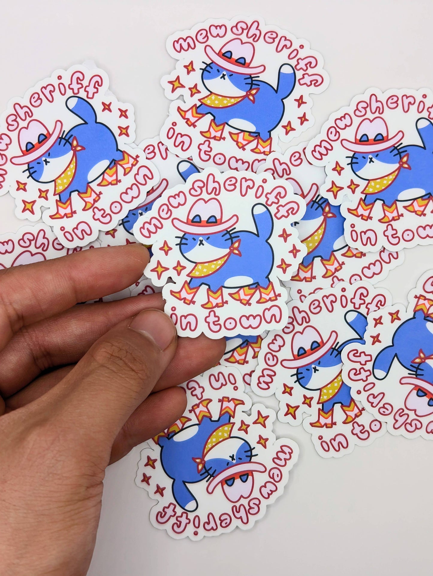 lauradzeng - "Mew Sheriff In Town" Cowboy Cat Funny Vinyl Sticker