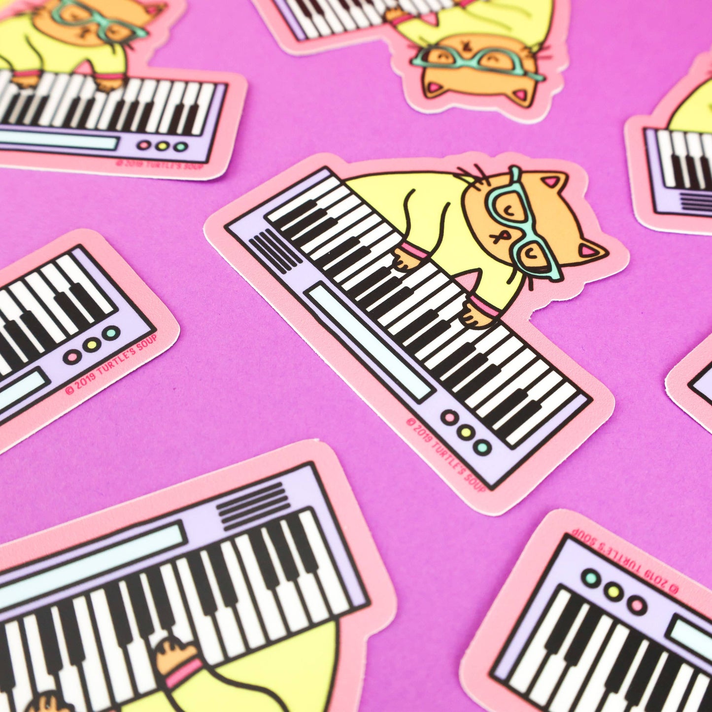 Turtle's Soup - Keyboard Cat Musical Instrument Musician Vinyl Sticker