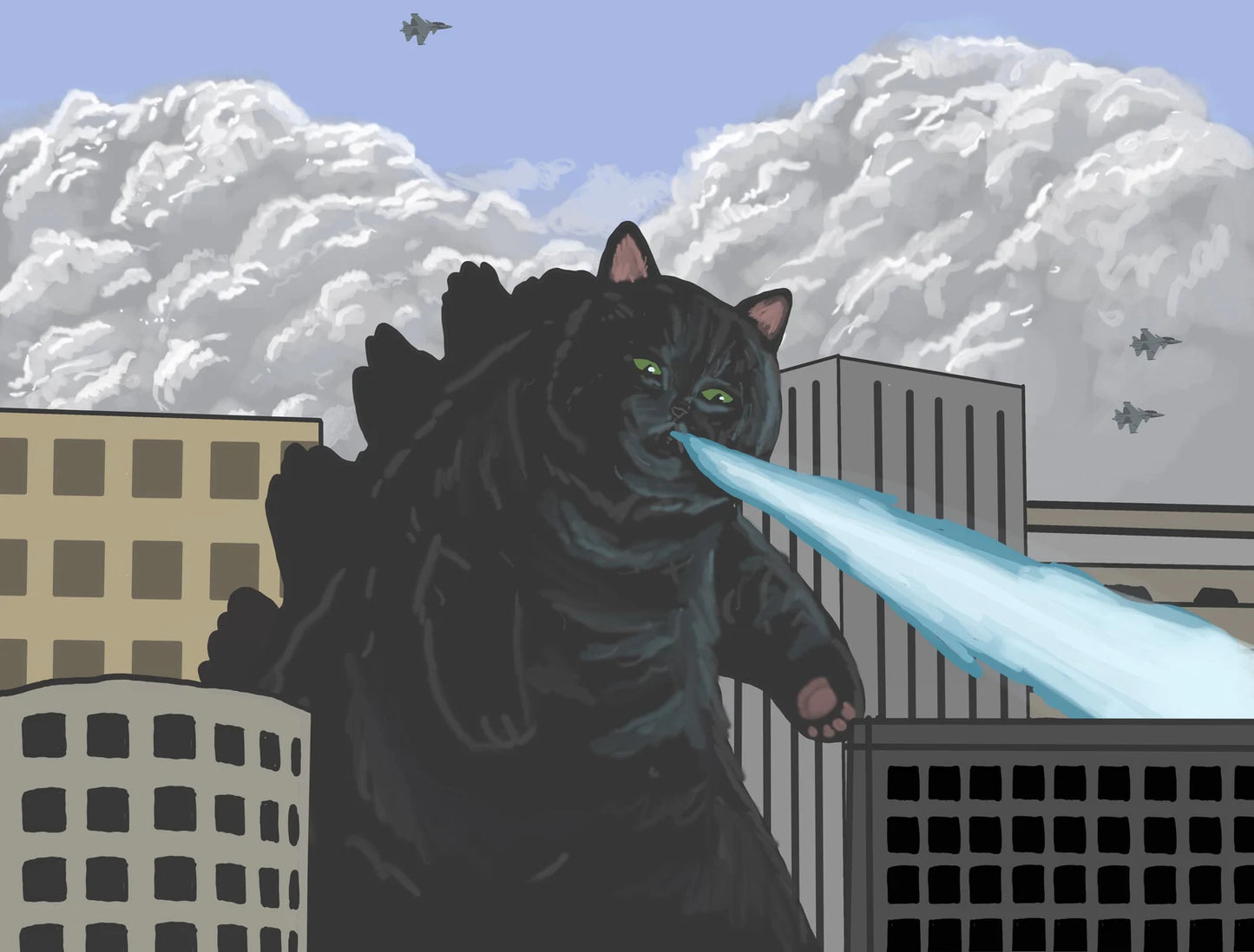 "Catzilla" print