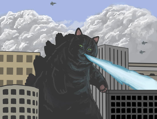 "Catzilla" print