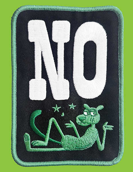 “NO" embroidered patch