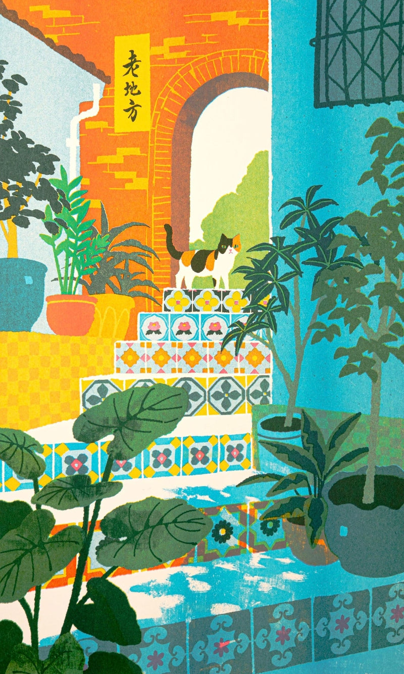 Calico Alley Risograph Print