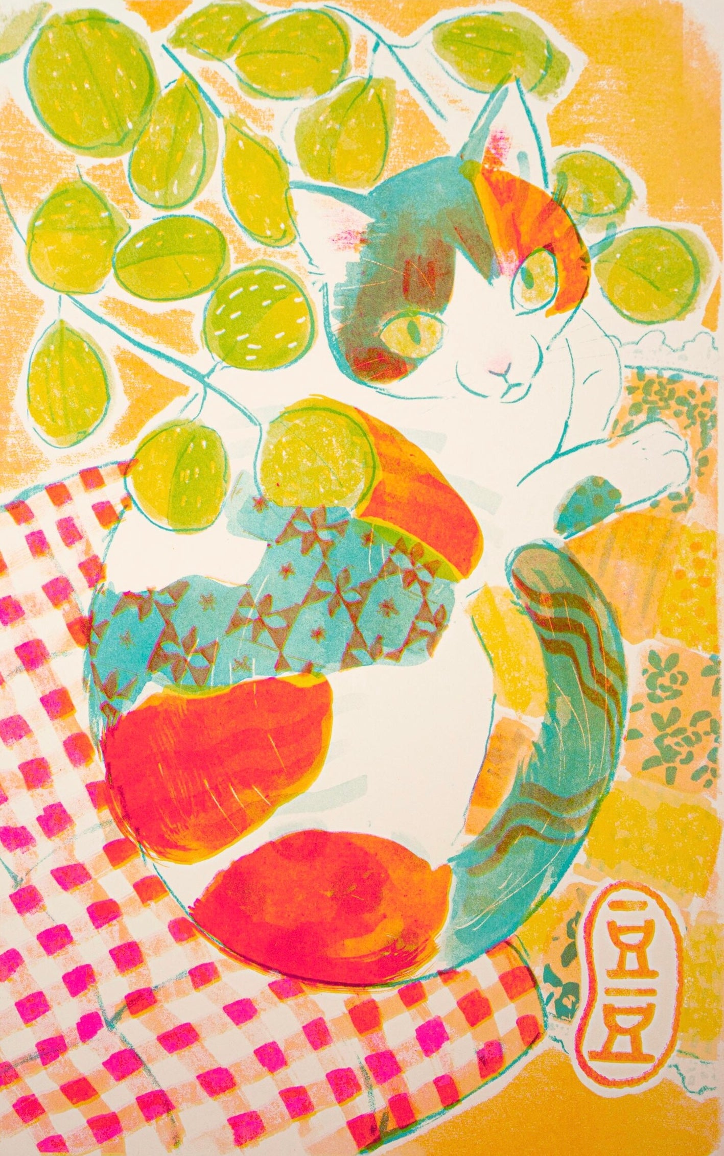 Calico Quilt riso print by Rebecca Shieh