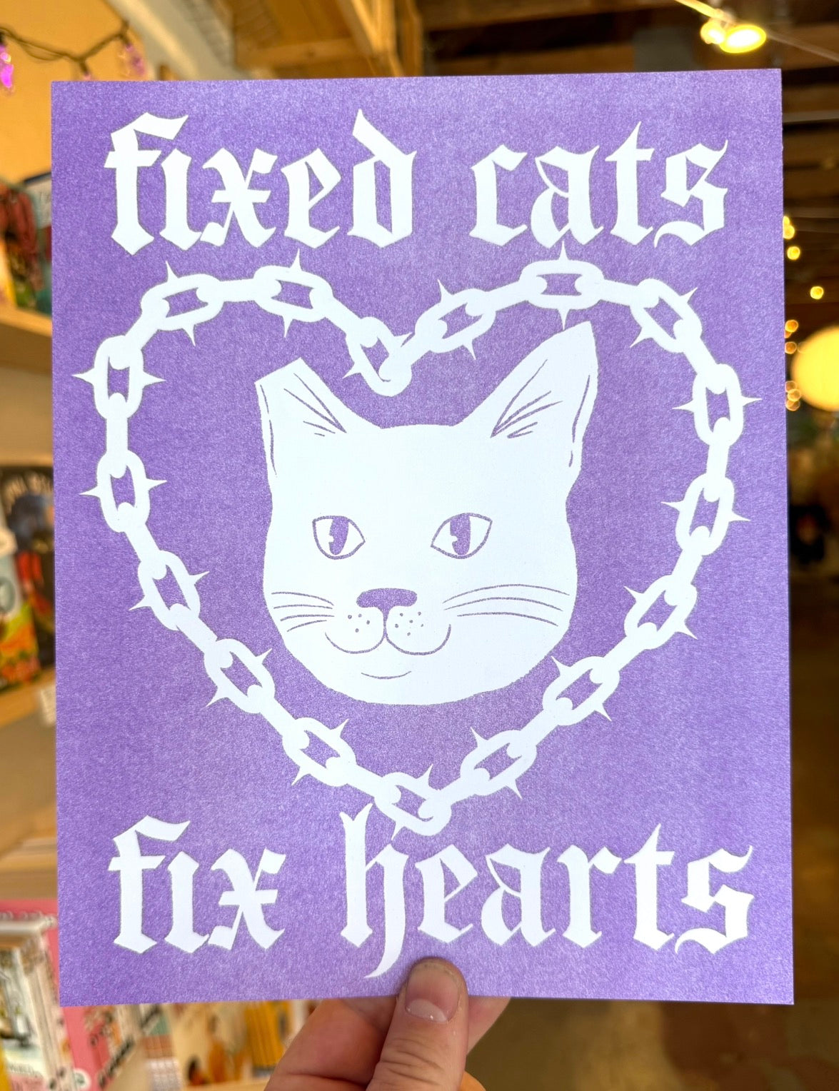 Fixed Cats Fix Hearts Risograph print