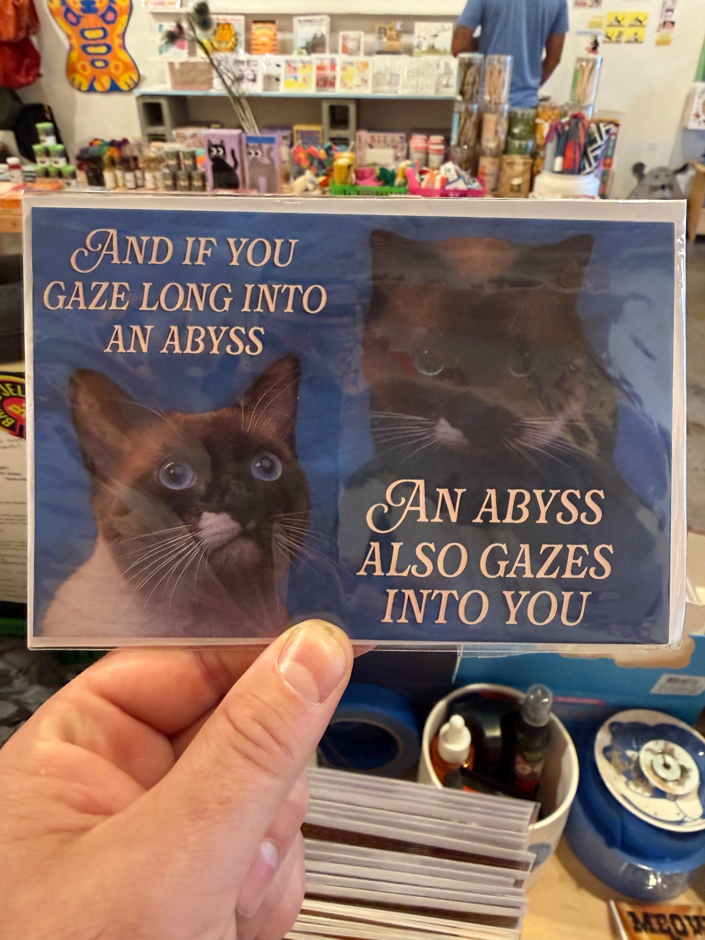 An Abyss Also Gazes Back greeting card