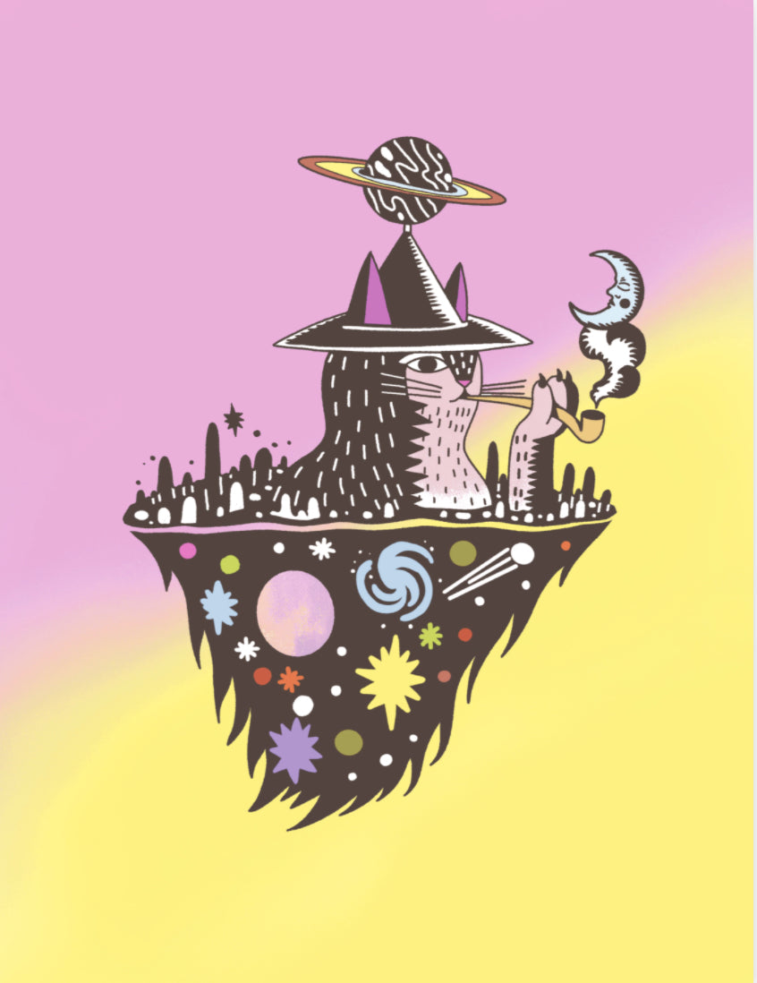 "Cosmic Wizard" risograph print by Nick Vargas