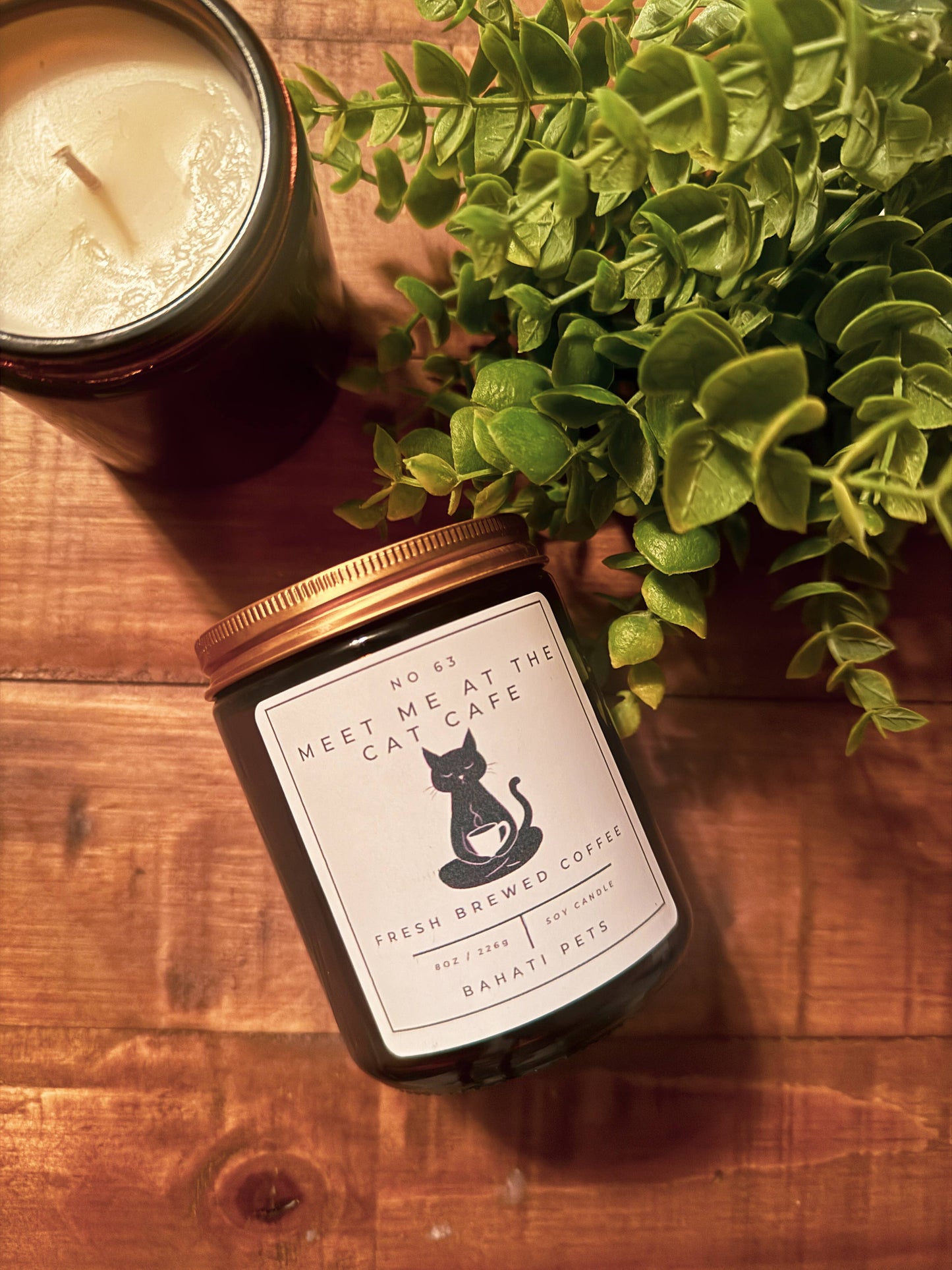 Bahati Pets - Meet me at the cat cafe - 8 ounce soy candle