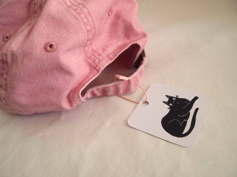 Cat face I Like Cats embroidered washed pink vintage style baseball cap