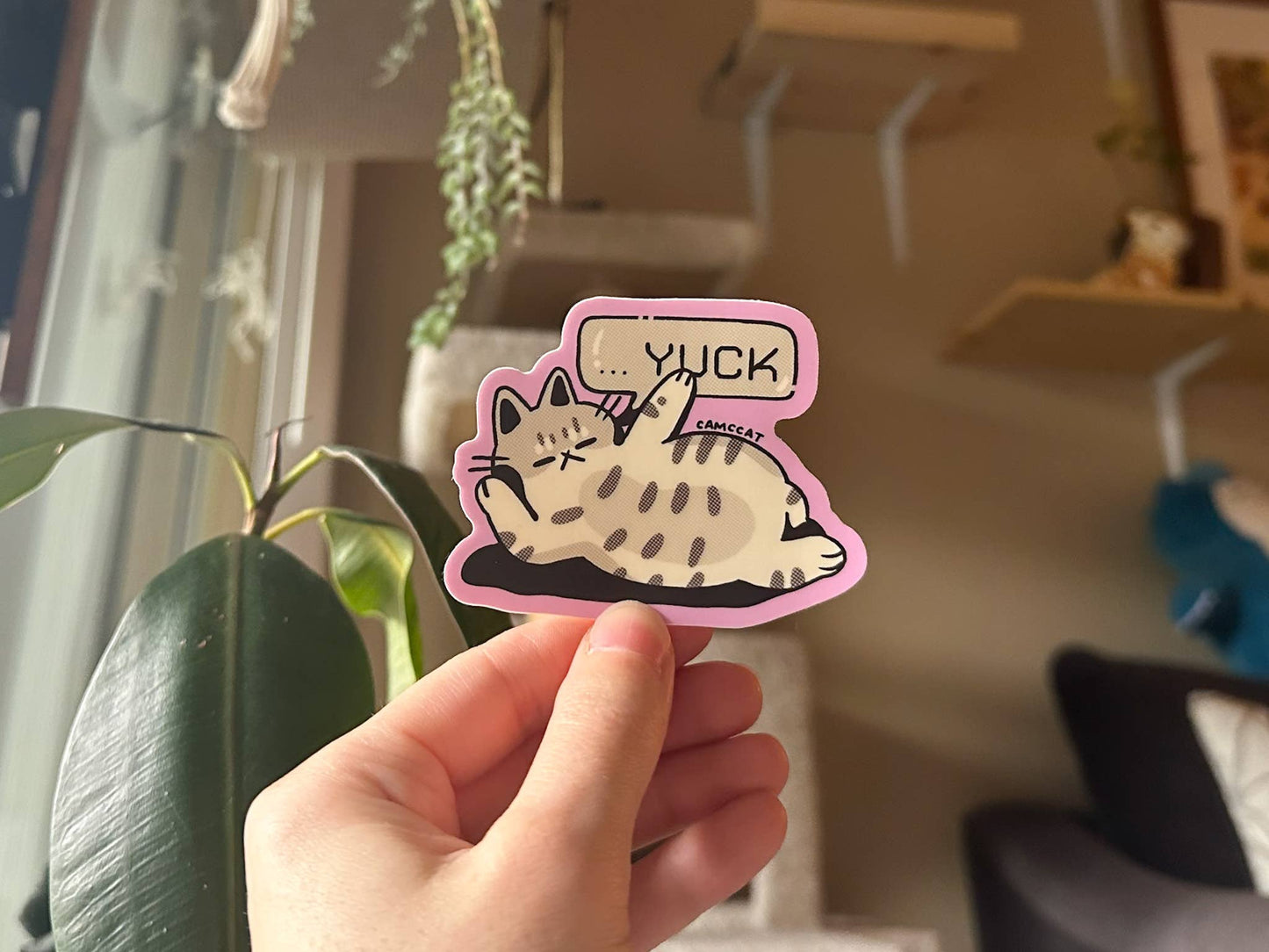 Camccat - Yuck Ugh Cute Pocket Pet Tabby Cat Matte Vinyl Sticker