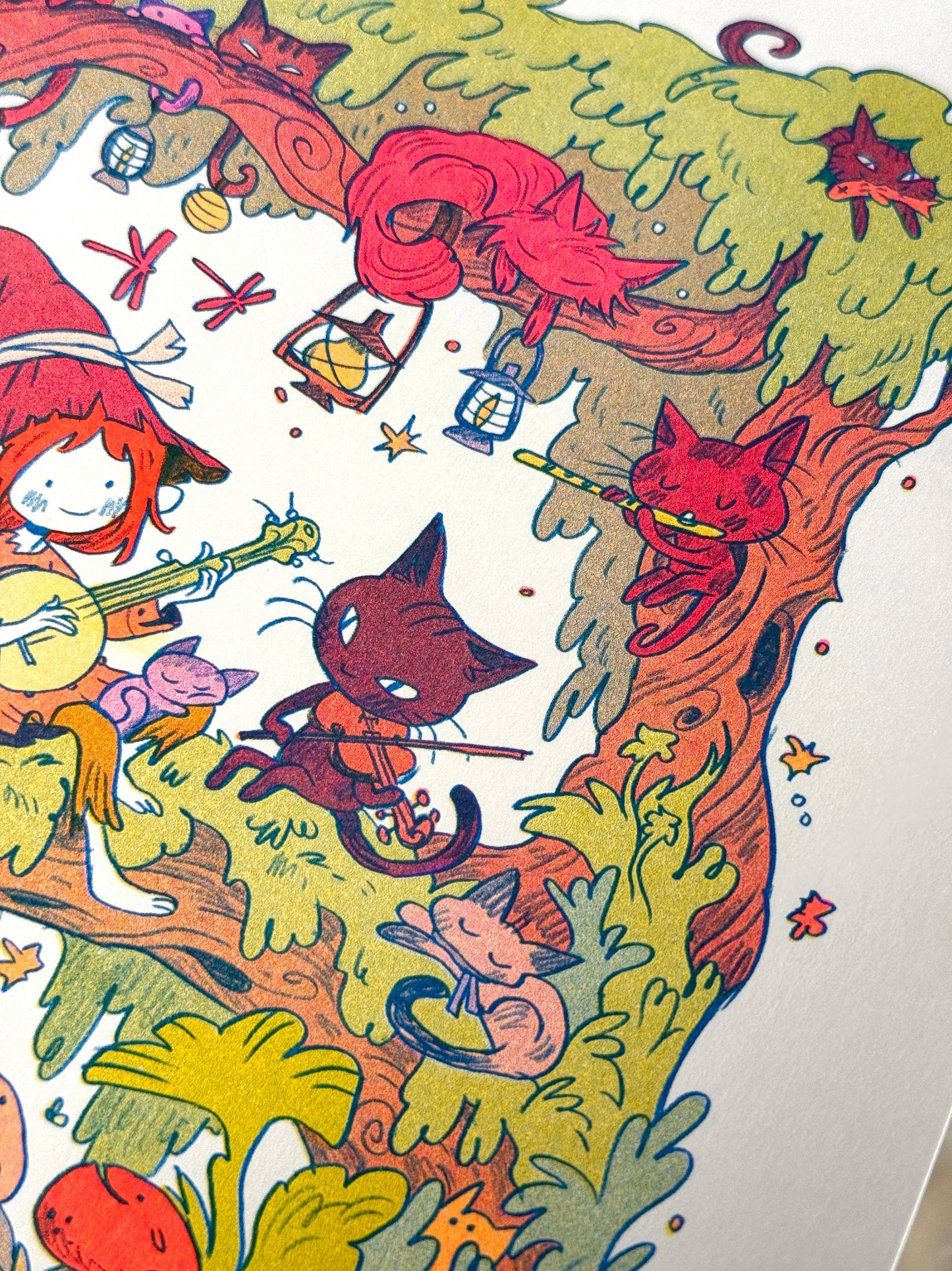 Kitty Folk Band ~ Small Riso Print