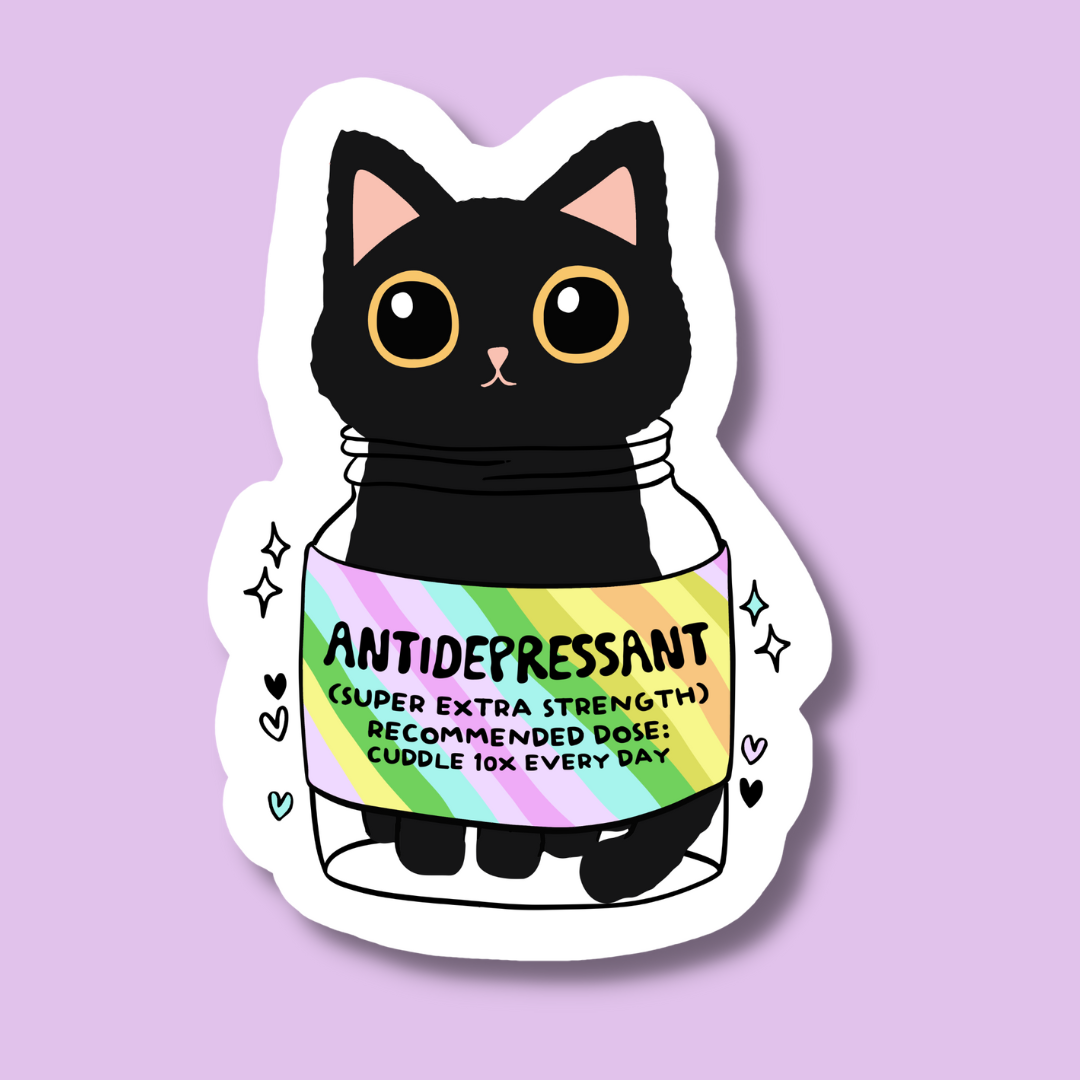Indigo Maiden - Antidepressant Prescription: Cat Cuddles Sticker