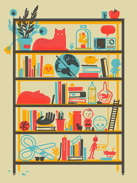 "Bookshelf" screen print