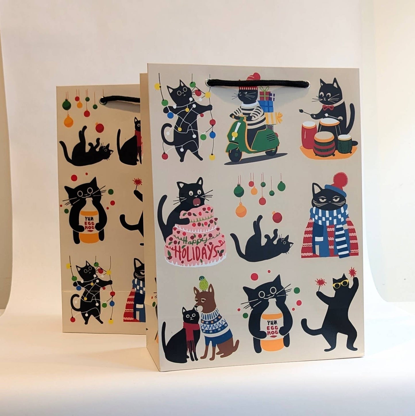 Large Holiday Gift Bag - Christmas Cats