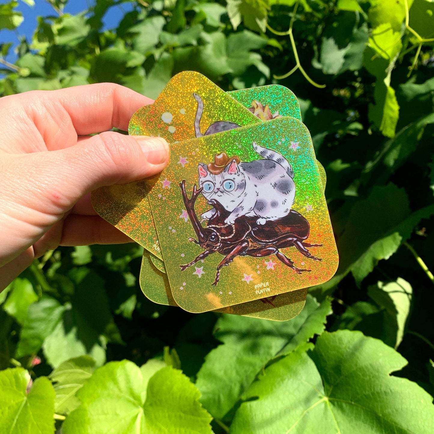 Paper Puffin - Cowboy Cat Seahorse Glitter Sticker