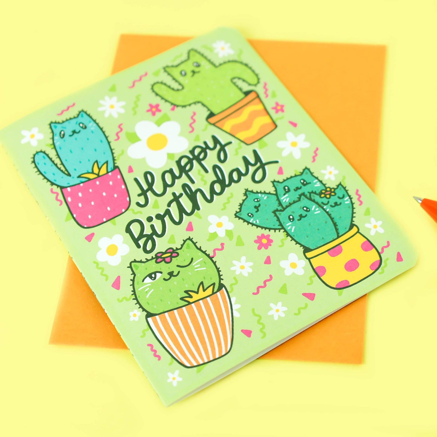 Turtle's Soup - Cactus Cats Happy Birthday Card