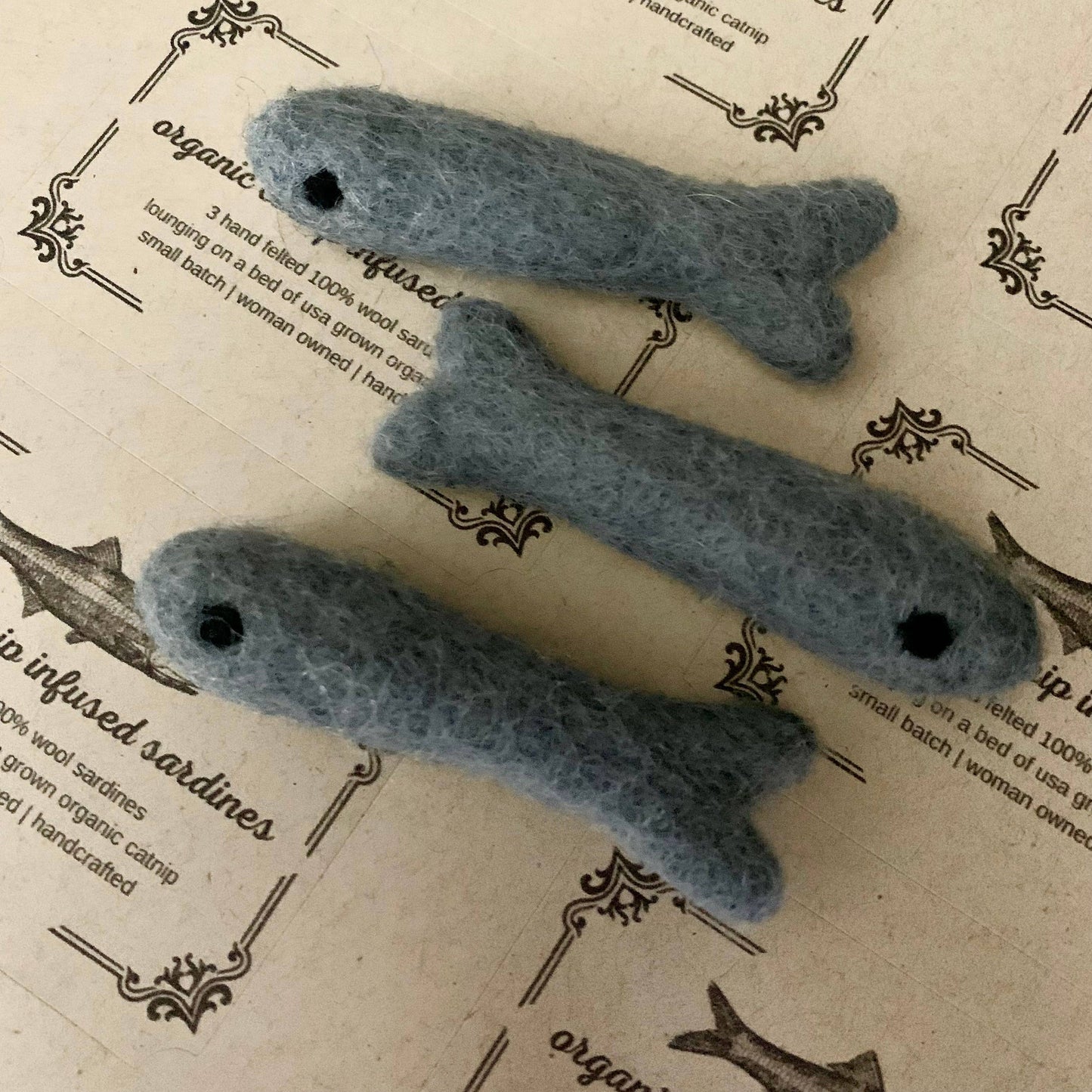 Organic Catnip Infused Wool Sardines