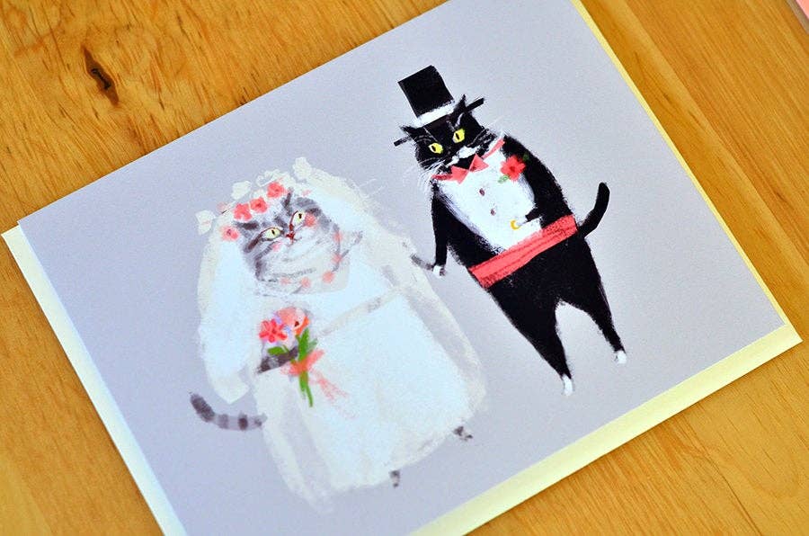 Wedding Card - Bride and Groom Cats