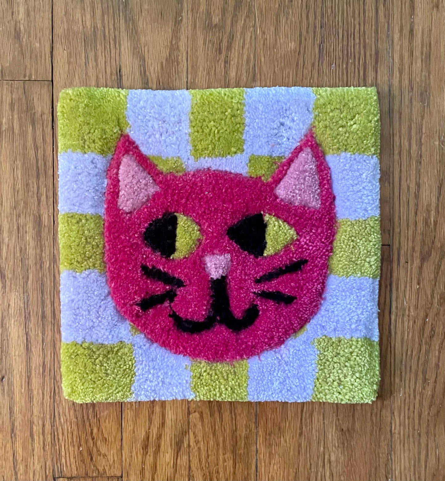 Hi Cutie - Checkered Cat Tufted Wall Hanging