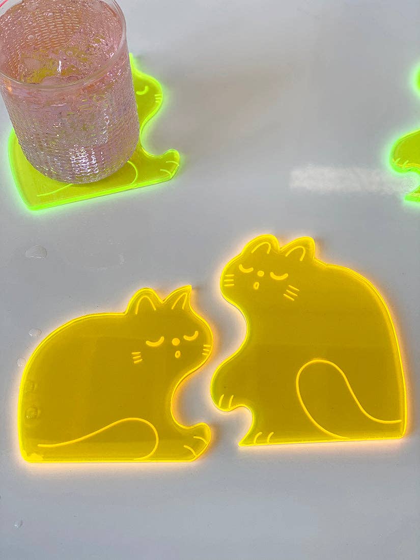 Natali Koromoto - "Perfect Nap" (CATS) Set of two acrylic coasters