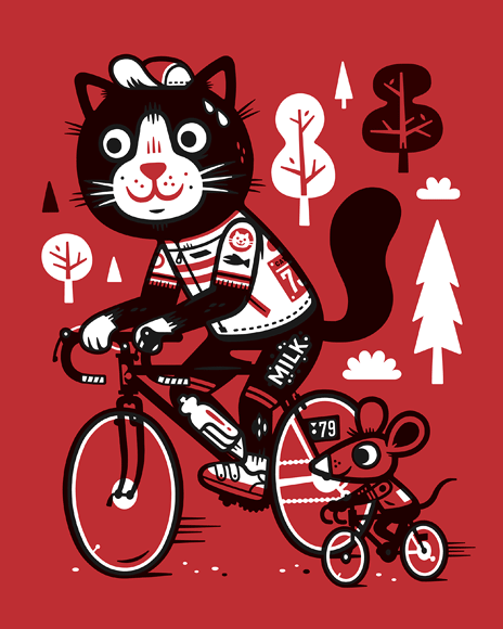 "Cycle Cat" screen print