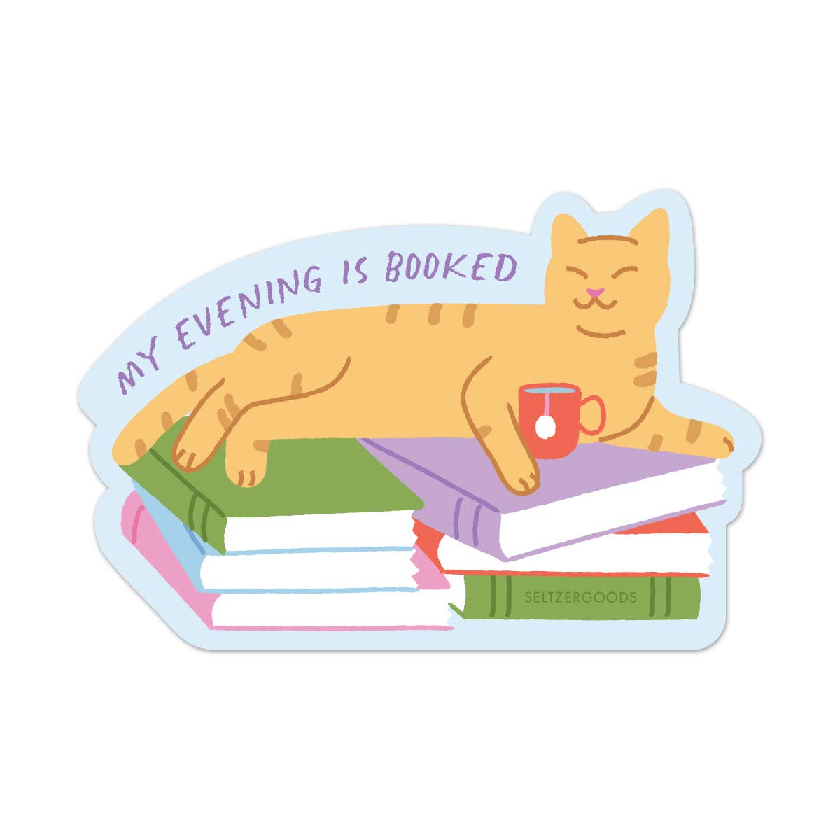 Seltzer Goods - Evening Booked Cat Sticker