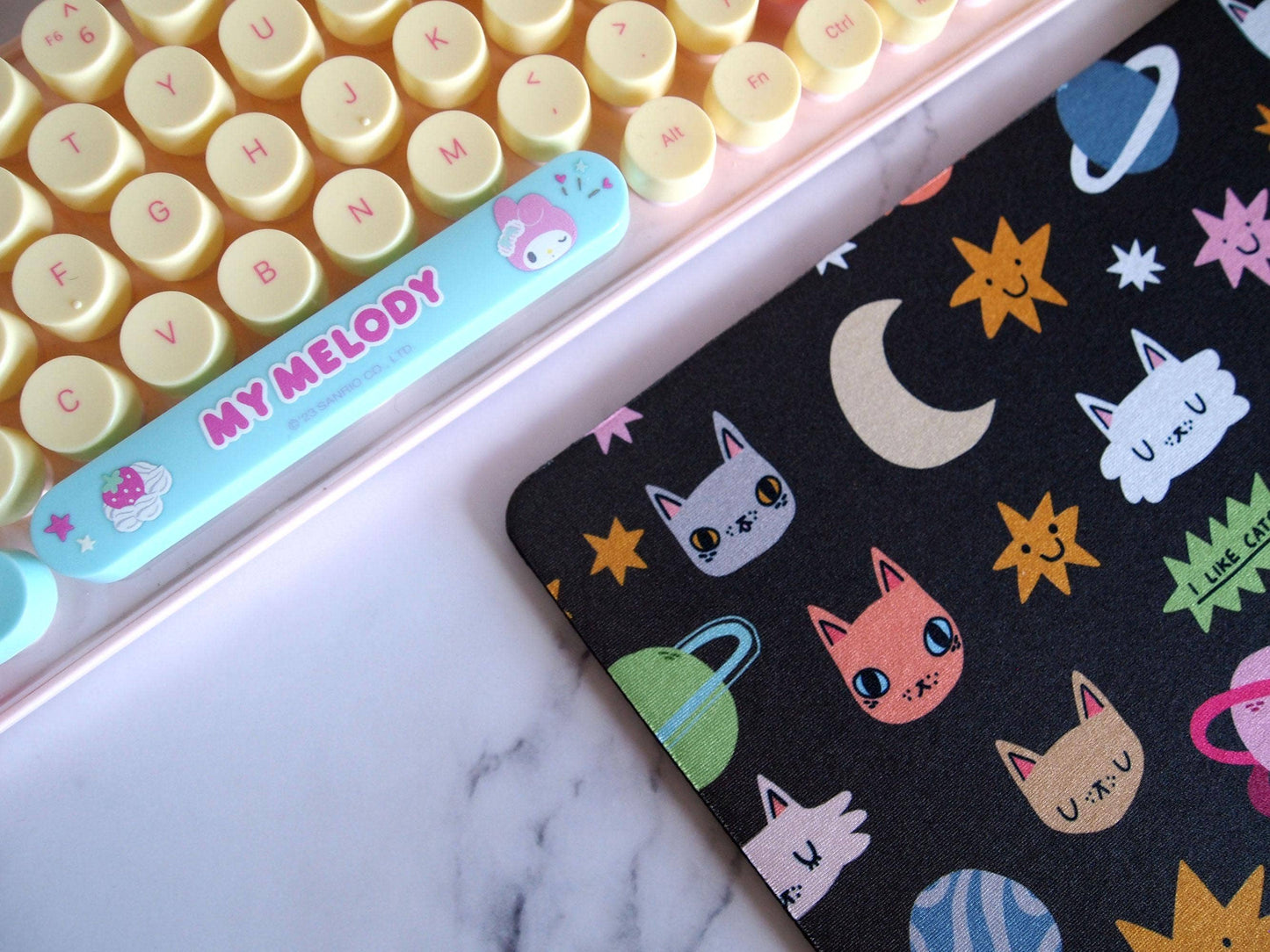 Cats and Space Themed Non-slip Mouse Mat for Home Office