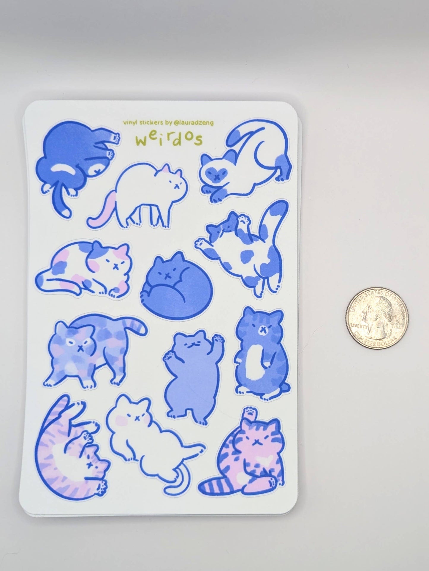 lauradzeng - "Weirdos" Cute Cat Handmade Vinyl Sticker Sheet