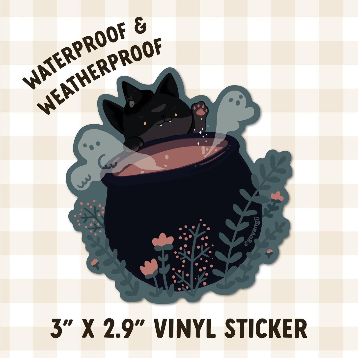 Witch Cat Waterproof Vinyl Sticker