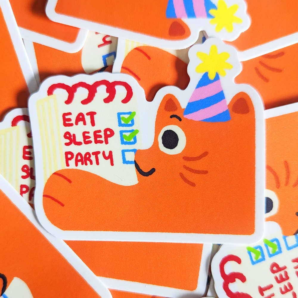 Maofriends - Orange Cat Party Checklist Vinyl Sticker