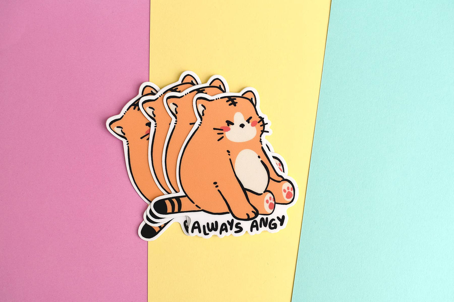 Always Angy Cute Chubby Sassy Cat Sticker