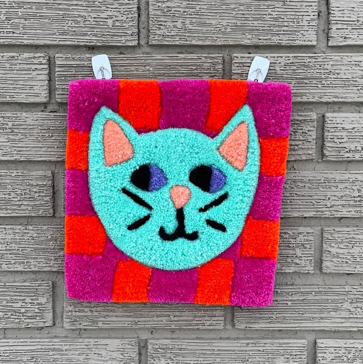 Hi Cutie - Checkered Cat Tufted Wall Hanging