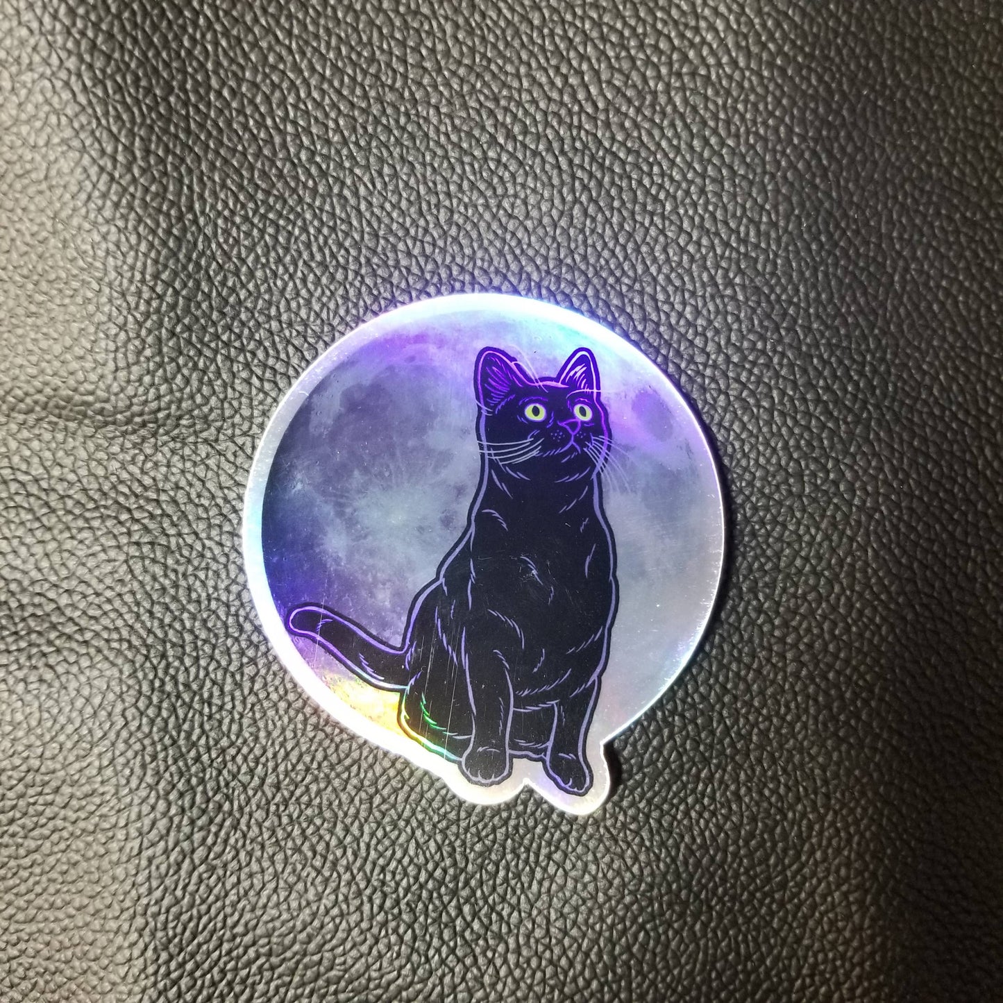 Cat Moon Holographic Vinyl Sticker