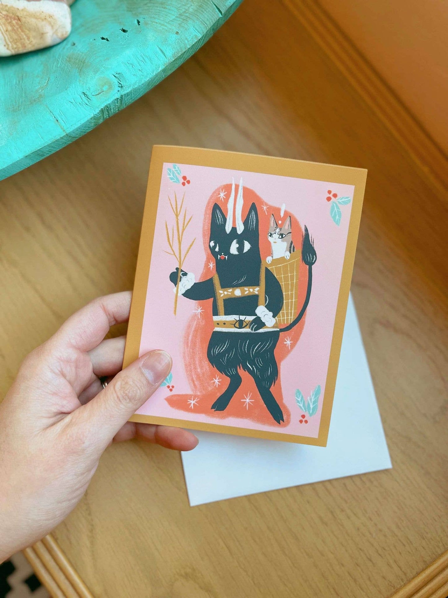 Krampuss cat blank greeting card
