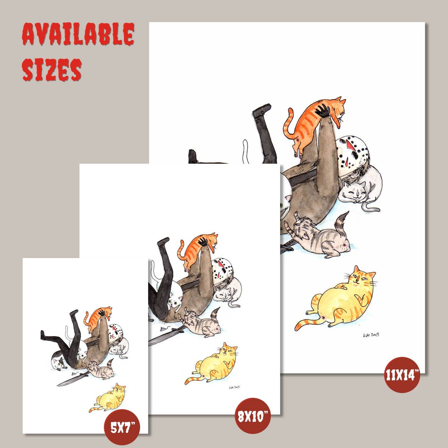 Stupid Animal Shop - Friday the Purrteenth - Jason with Cats Print