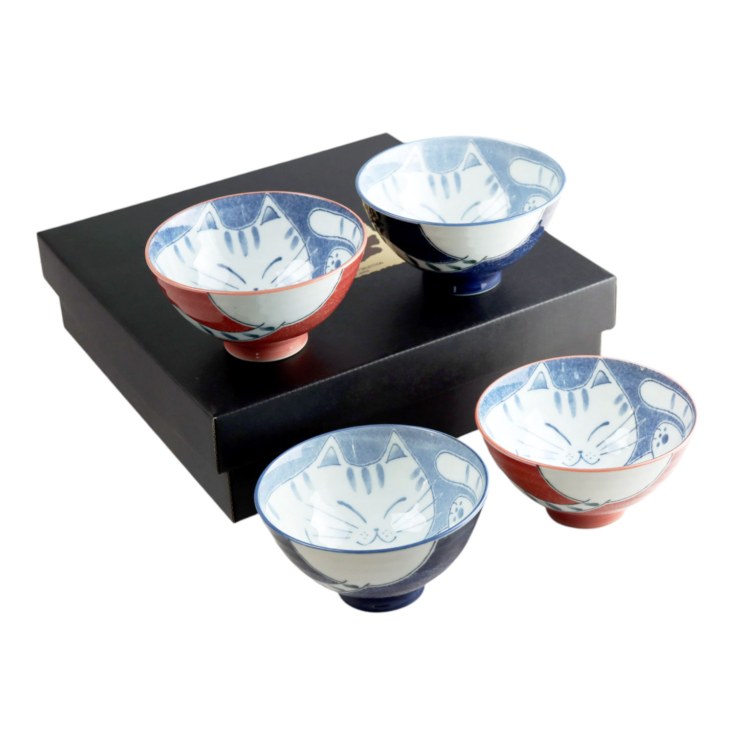 Urban Tokyo - 4 Piece Rice Bowl Gift Set Smiley Neko Cats JP (1/12)