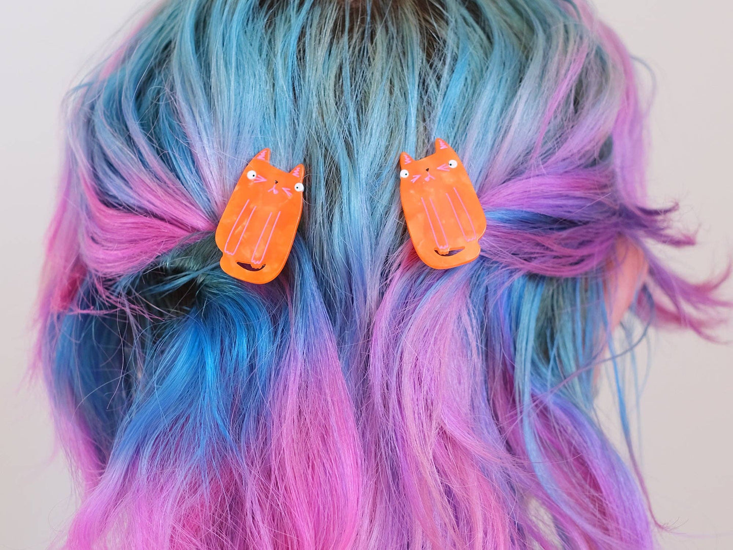 Fat Orange Cat Hair Slide Clips