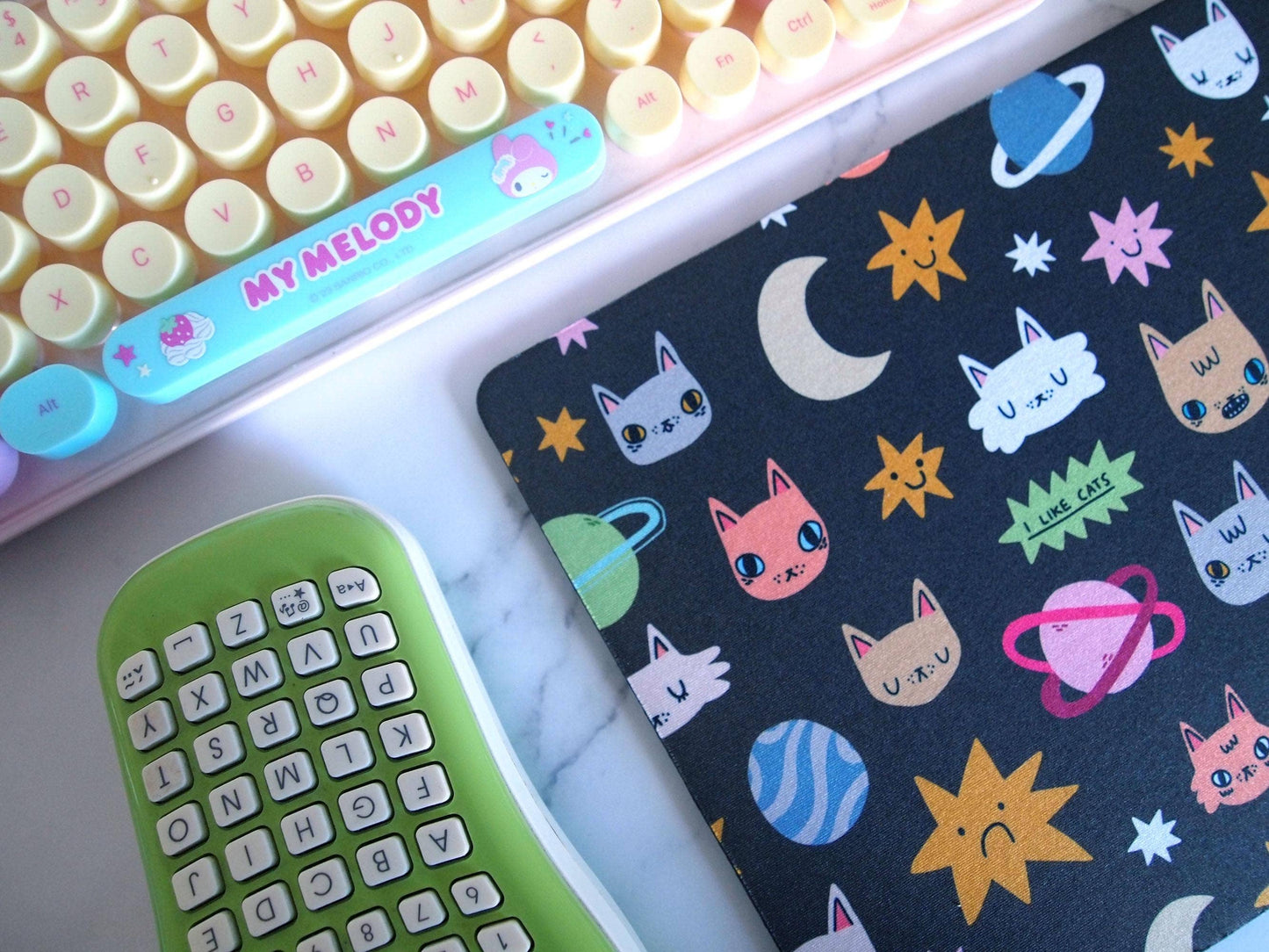 Cats and Space Themed Non-slip Mouse Mat for Home Office