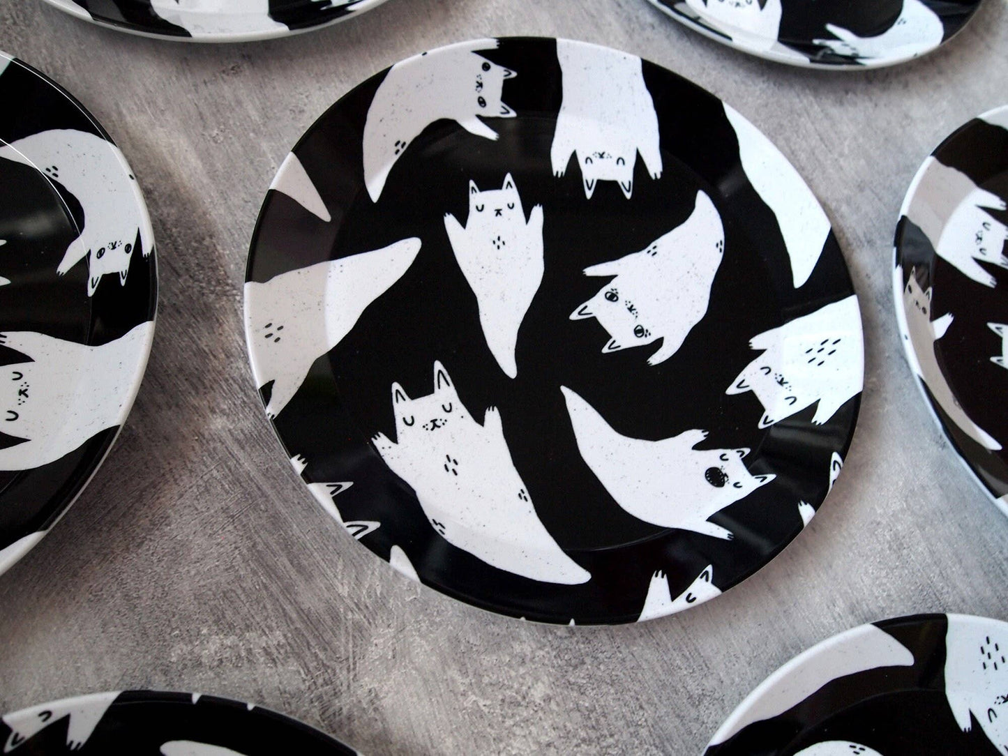 Ghost Cats Spooky Party Plate, plastic plate, picnic plate