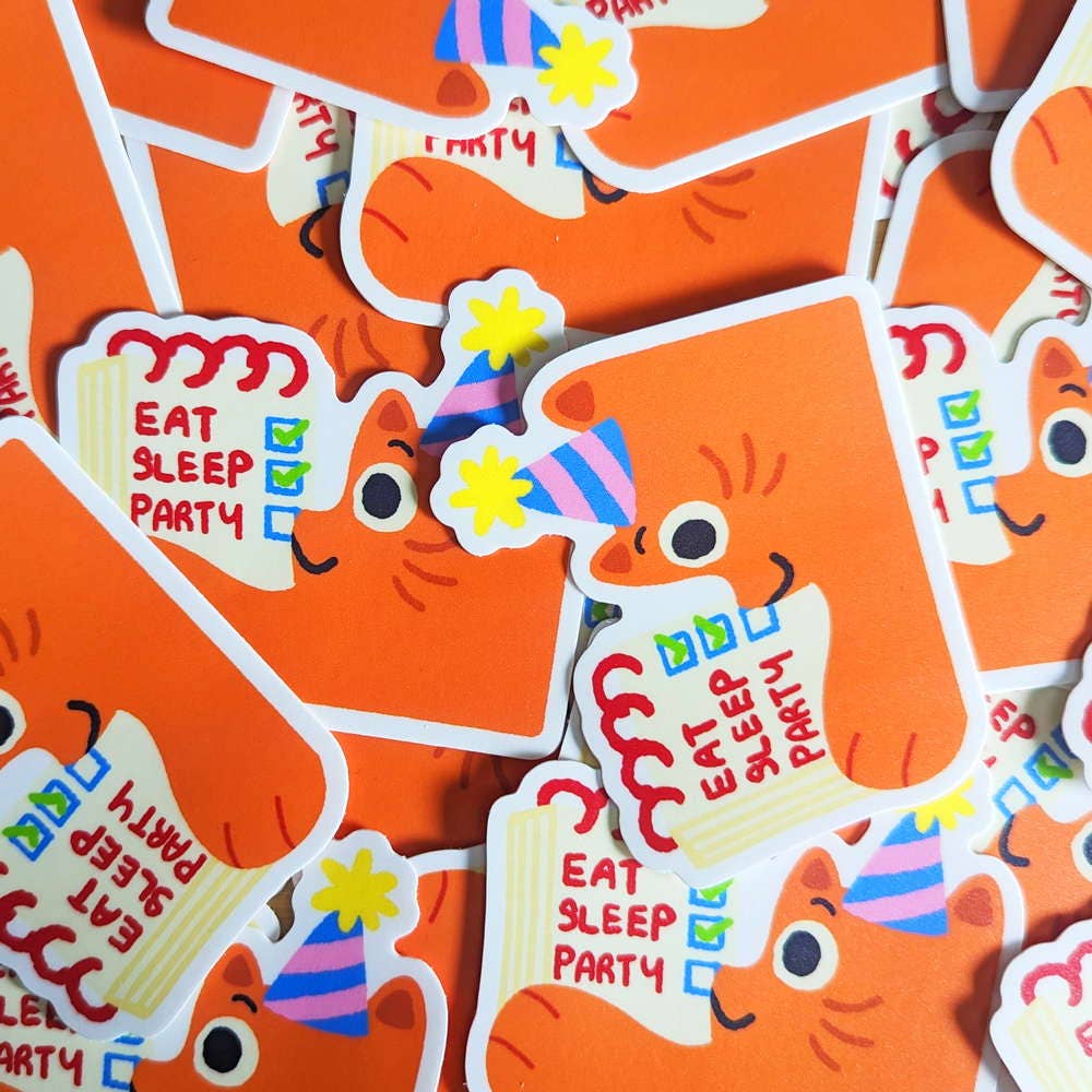 Maofriends - Orange Cat Party Checklist Vinyl Sticker