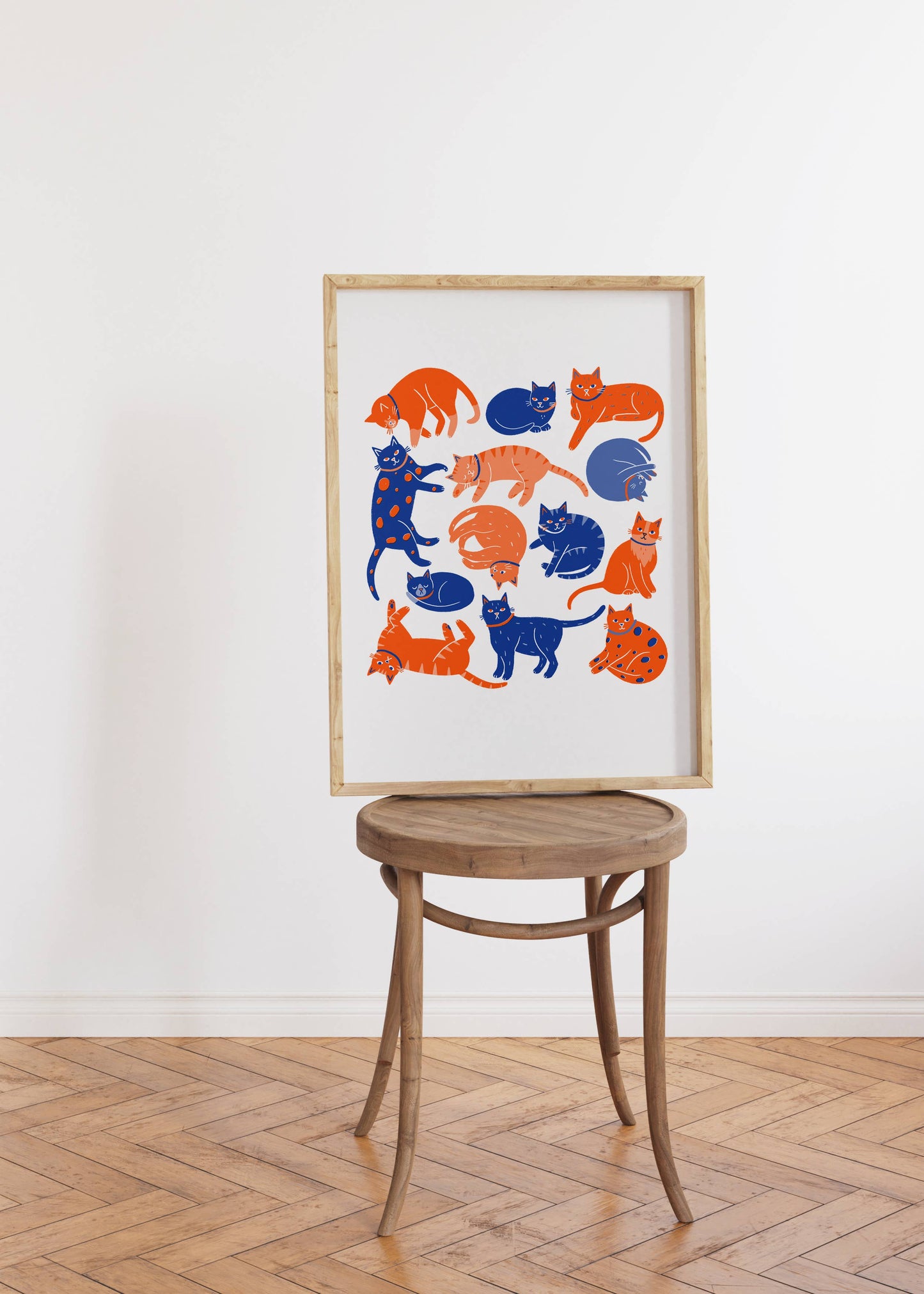 Nat Ellis Illustration - Cats Cats Cats– Heavyweight Riso Print
