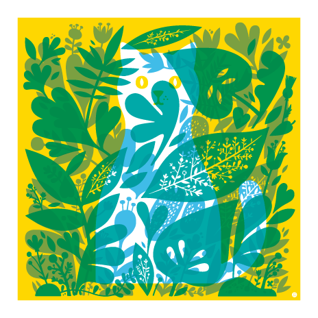 "Garden Cat" screen print