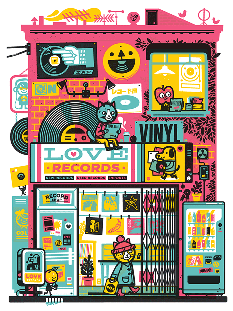 "Love Records" screen print