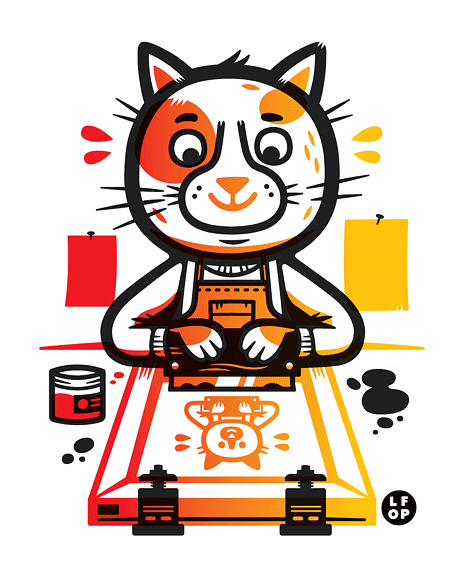 "Silkscreen Cat" screen print
