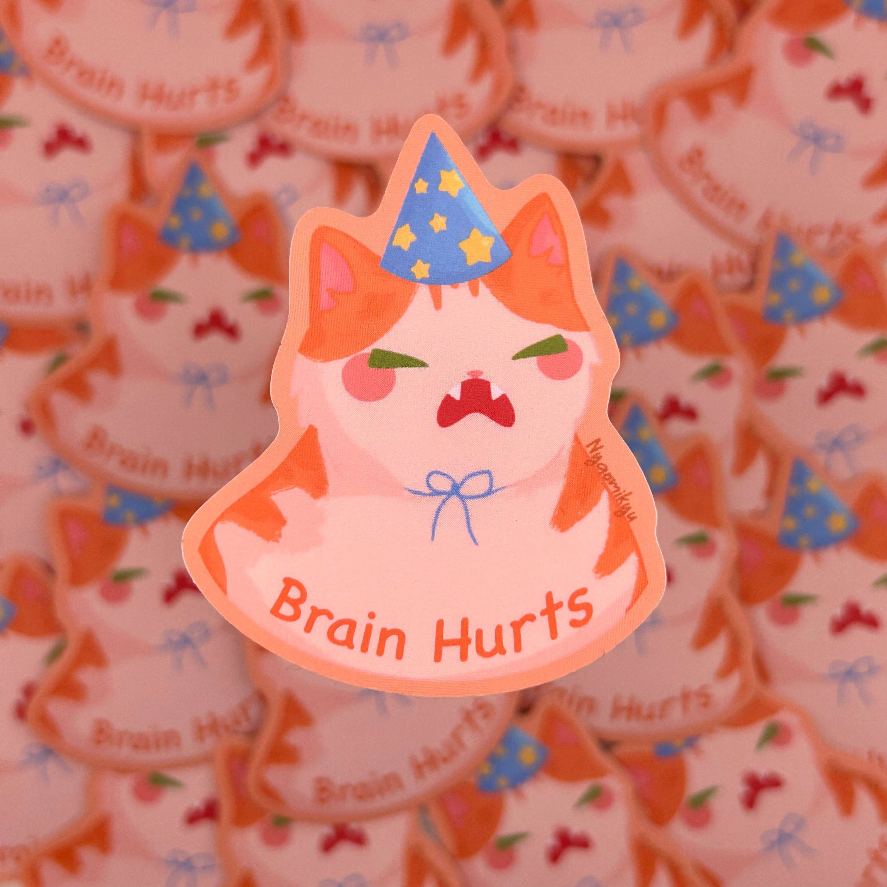 Brain Hurts Cat Sticker – Cool Cat Collective