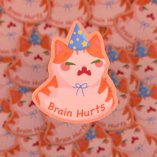 Nyaomikyu - Brain Hurts Cat Sticker