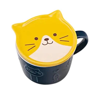 Ceramic Cat Mugs with Face Shaped Lid (16oz)