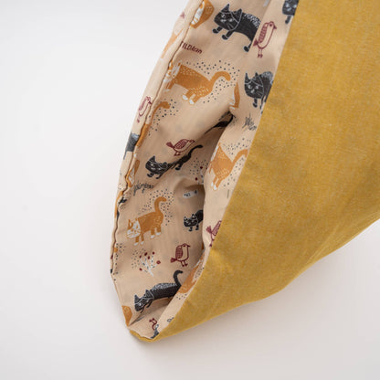 Kusuguru Japan Cats Embroidered Large Tote Bag -Yellow