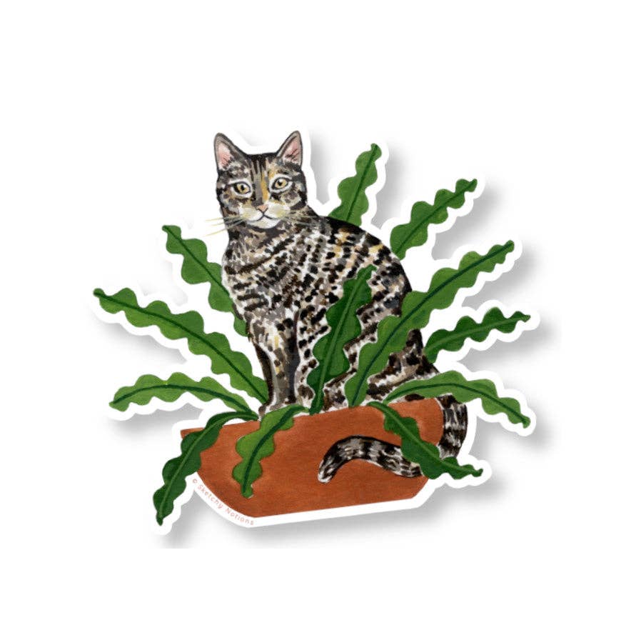 Cat and Plant - Tabby in Ric Rac Cactus